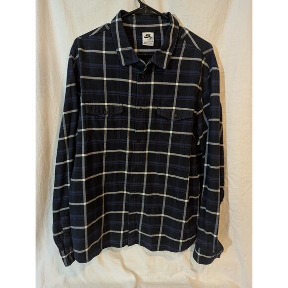Nike SB Flannel Shirt XL Skateboard Y2K Plaid Button Down Heavy Long Sleeve - Picture 1 of 7